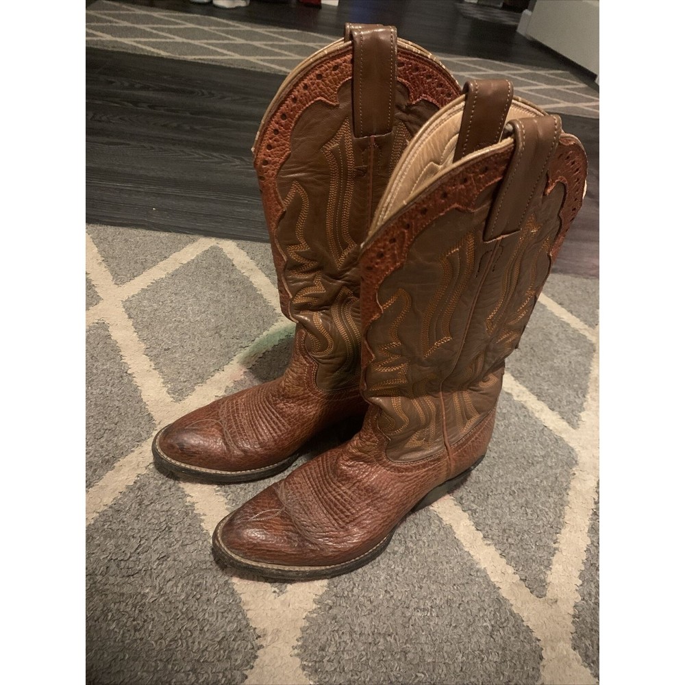 Laramie Woman’s Boots 7 Leather brown Western Cowboy vintage inlay old gringo